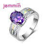 Angel Girl Natural Australia White Opal Rings for Women Jewelry Cocktail Party Big Purple CZ Silver Colour Round Rings