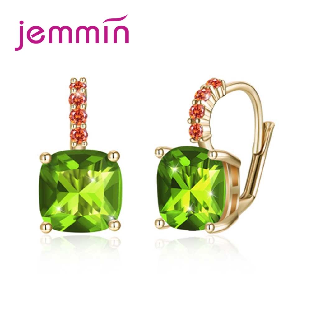 Attractive New Arrival Square Cubic Zirconia Hoop Earrings For Women Fashion 925 Sterling Silver Wedding Party Jewelry