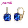 Attractive New Arrival Square Cubic Zirconia Hoop Earrings For Women Fashion 925 Sterling Silver Wedding Party Jewelry