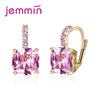 Attractive New Arrival Square Cubic Zirconia Hoop Earrings For Women Fashion 925 Sterling Silver Wedding Party Jewelry