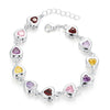 Best Quality Colorful Cz Heart Design Link Bracelets Jewelry 925 Sterling Silver Bangles For Valentines Gifts Free Ship