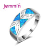Blue Geometric Fire Opal Ring 925 Sterling Silver Jewelry Wedding Party Rings For Women Men Bijoux 2020 New Fashion