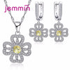 Brand 925 Silver Rhinestone Necklace And Earing Sets Wedding Accessory Women Pendants Necklaces Earrings Bridal Jewelry