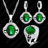 Brand 925 Sterling Silver Emeral Pendant Necklaces Earrings Set For Brides Wedding Engagement Jewelry Sets Women