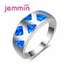 Brand Simple Blue Opal Rings For Women And Men Fashion Wedding Party Finger Ring Accessory 925 Silver Anillos