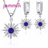 Brand Woman Jewelry Sets With Sapphire Fine Sterling Silver 925 Statement Necklace Earrings Set For Party Accessories