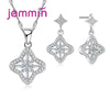 Classic Cross Shape Fine 925 Sterling Silver Bridal Wedding Sets For Women Statement Necklace Drop Earrings Set Jewelry