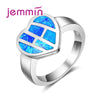 Classic Heart Rings For Women Wedding Jewelry Gift 925 Sterling Silver Engagement Anniversary Ring With Blue Opal Stone