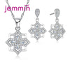 Cross Design 925 Sterling Silver Jewelry Sets For Wedding Engagement Accessory Fine CZ Crystal Drop Earrings Necklace Set