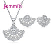 Elegant Water Drop CZ Crytsal Wedding Engagement Sets For Women Fine 925 Sterling Silver Stud Earrings Necklace Bijoux