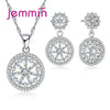Exaggerated Hollow Out CZ Crytal Pendant Necklace Drop Earrings Set For Party Jewelry 925 Sterling Silver Engagement Sets