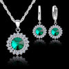 Exquisite 925 Sterling Silver Crystal Necklaces Earrings Set Women Fine Bridal Wedding Jewelry Sets Accessory 3Colors
