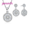 Exquisive CZ Crytal Pendant Necklace Drop Earrings For Women Fine Jewelry 925 Sterling Silver Wedding Engagement Sets