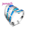Fashion Geometric Blue Fire Opal Ring 925 Sterling Silver Jewelry Vintage Wedding Rings For Men And Women