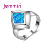 Fashion Rhombic Ring 925 Sterling Silver Blue Fire Opal Jewelry Rings for Women Dress Accessories New