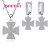 Fashion Wedding Jewelry Set White Crystal Geometric Necklace Earrings Set Charm 925 Silver Bridal Jewelry Sets