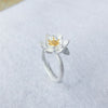 Fine 925 Sterling Silver Ring Lotus Drawing Open Ring Female Creative Chinese Traditional Jewelry Rings