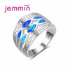Hollow Vintage Blue Fire Ring 925 Sterling Silver Wedding Ring Charm Finger Rings for Party Fine Jewelry Gift