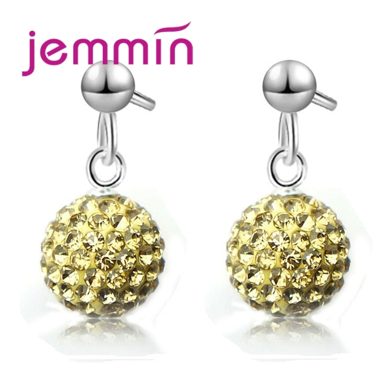 Hot Sale Factory Price Multicolor Ball Shape 925 Sterling Silver Pendant Earrings For Women Girls Accessories Jewelry