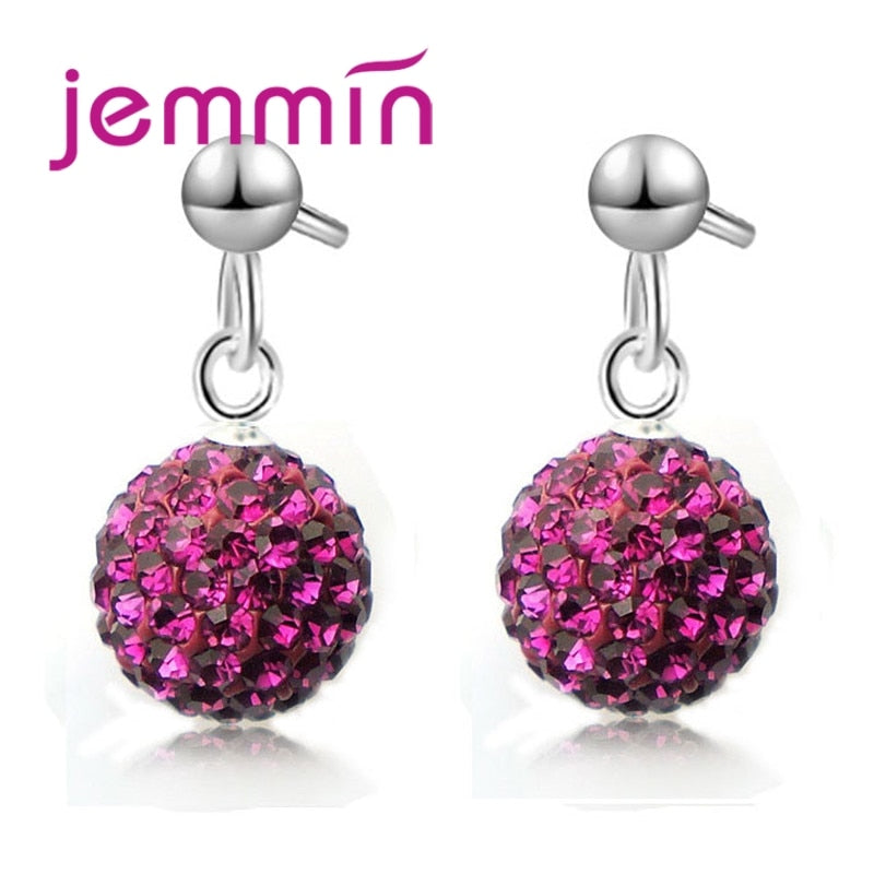 Hot Sale Factory Price Multicolor Ball Shape 925 Sterling Silver Pendant Earrings For Women Girls Accessories Jewelry
