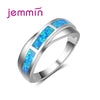 Hot Sale New Simple Ring Blue Created Fire Opal Rings for Women Trendy Engagement Wedding Band Jewelry Size 6 7 8 9