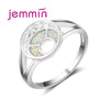 Hot Sale Rainbow White Fire Opal For Women Fashion Prong Setting 925 Sterling Silver Rings Size 6 7 8 9 Trendy Gift