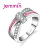 Light Blue Pink Rainbow Cross Ring Fashion 925 Sterling Silver Jewelry Wedding Rings For Women Birthd Stone Gifts