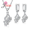 Love Wings Luxury Silver Jewelry Set For Women Shining Earrings Necklace Set For Engagement Wedding