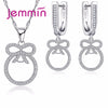 Lovely Bow-Knot Jewelry Set 925 Sterling Silver Micro White CZ Pave Jewelry Sets For Women Earrings/Pendant/Necklace