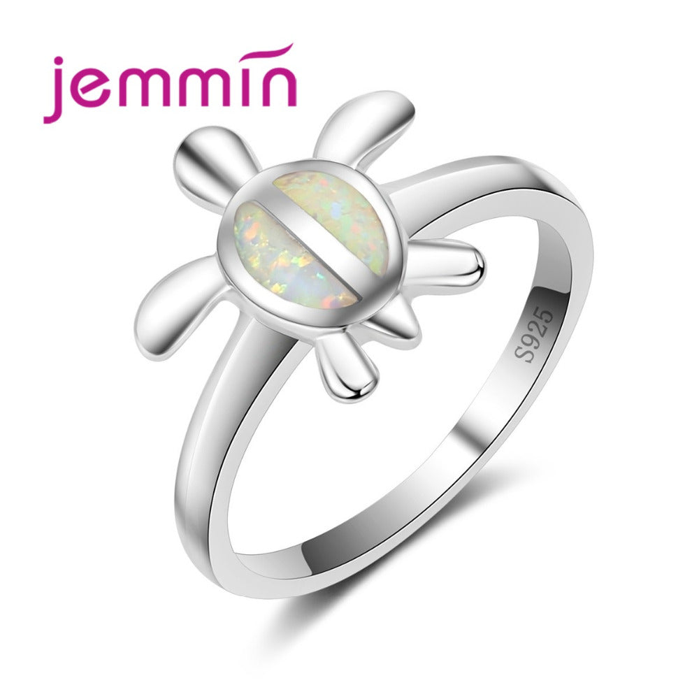 Lovely Tortoise Jewelry Ring White Opal Silver Ring for Fashion Women & Girls Birthd Surprise Gift 2020 New