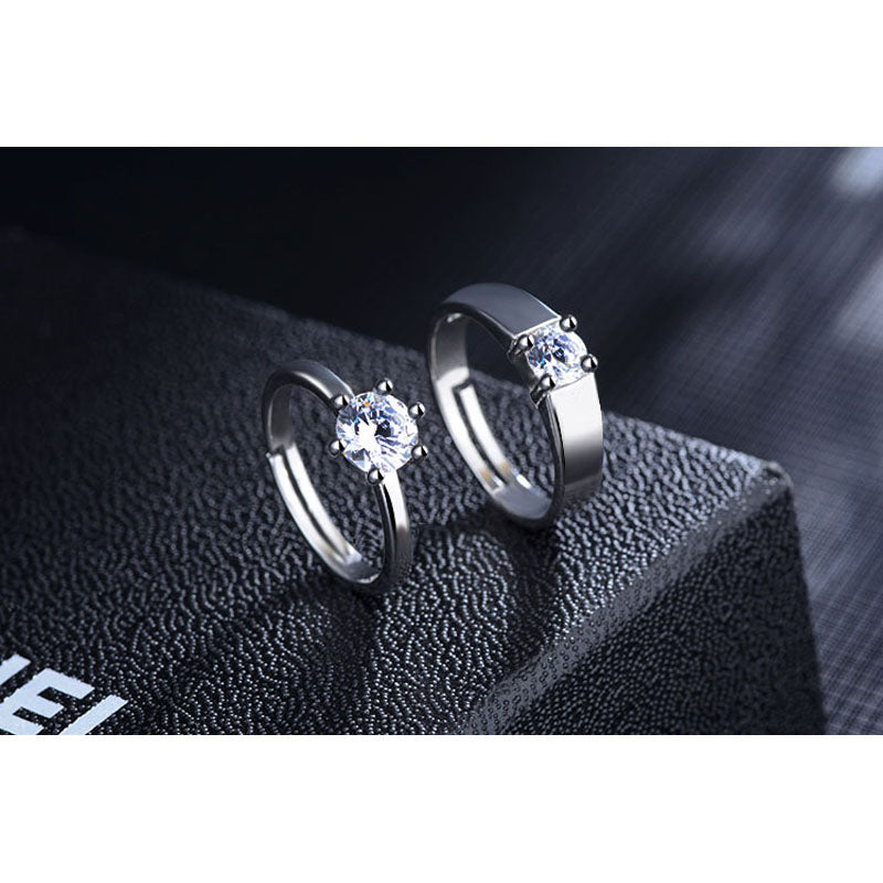Luxury Shiny 925 Sterling Silver Wedding Ring Sets For Couple Clear Exquisite CZ Crystal Engagement Jewelry Popular