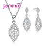 New 925 Sterling Silver Jewelry Sets For Wedding Engagement Vintage Hollow Out CZ Crystal Necklace Earrings Set For Femme