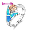 New Arrival Blue Fire Opal Jewellery Wedding Rings Wholesale 925 Sterling Silver Opal Ring For Women Charm Jewelry