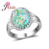 New Arrival Women Female Party Jewelry 925 Sterling Silver Hollow Pattern Ring With Big Oval AAA+ Green Opal Wholesale