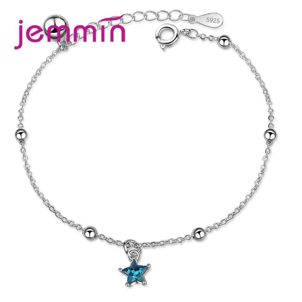 New Attractive 925 Sterling Silver Super Shining Blue Star Shape Design Pendant Bracelets For Women Jewelry Wholesale