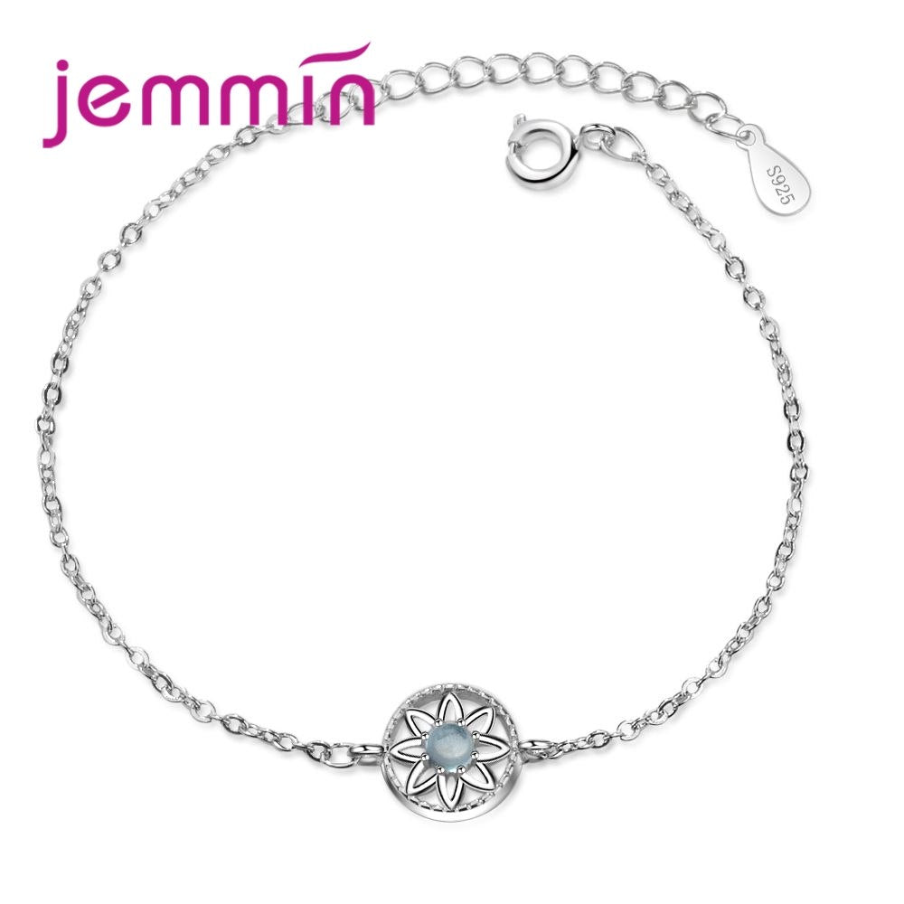 New Bohemia Style Flower Pendant Bracelets For Women Fashion Jewelry 925 Sterling Silver Adjustable Size Hand Chain