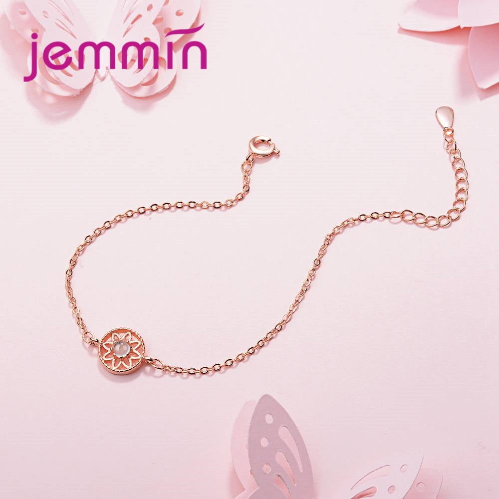 New Bohemia Style Flower Pendant Bracelets For Women Fashion Jewelry 925 Sterling Silver Adjustable Size Hand Chain