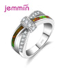 New Fashion 5 Colors AAA Opal 925 Sterling Silver Ring For Women Female Party Wedding Jewelry High Quality Gift