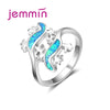 New Fashion Opal Rings Fine Jewelry Women's Rings Blue Fire Opal 925 Sterling Silver Ring Size 6 7 8 9 Dance Party Gift