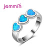 New Heart Ring Blue Fire Opal Rings for Women Engagement Wedding Fine Jewelry Ring US Size 6 7 8 9