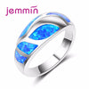 New Leaf Shape 925 Silver Bridal Wedding Jewelry Fine Blue Opal Women Rings Brand Engagement Bands Style Vintage Ring