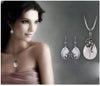 New Retro Silver Fashion Opal Water Drop Flower Pendants Long Necklaces And Drop Earrings Jewelry Sets Corn Chains 30