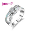 New Stylish Cross Opal Ring 5 Color Elegant Women Silver Finger Ring 925 Sterling Silver Brand Jewelry for Wedding