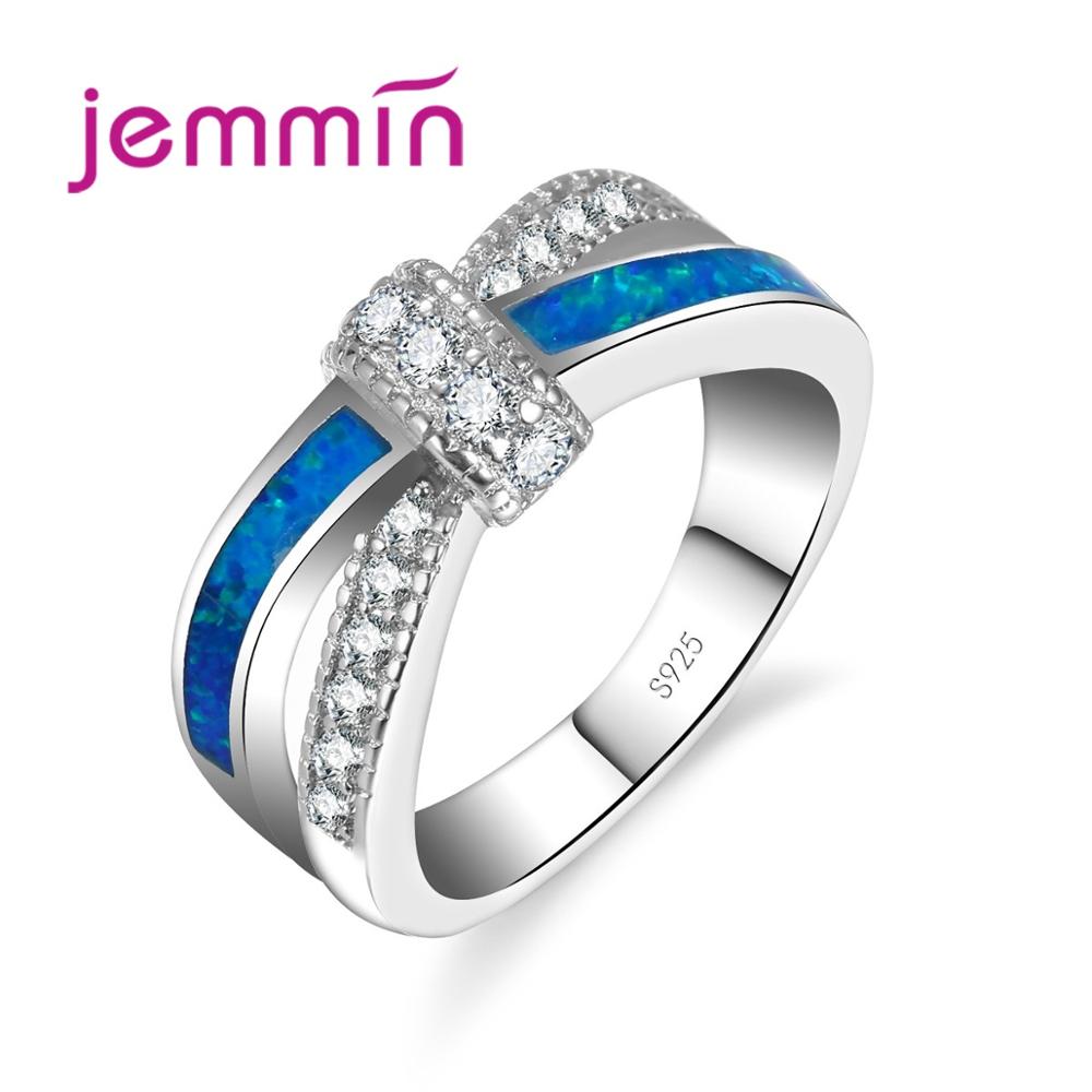 New Stylish Cross Opal Ring 5 Color Elegant Women Silver Finger Ring 925 Sterling Silver Brand Jewelry for Wedding