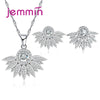 New Wing Design Fine CZ Crystal Stud Earrings Necklace Set For Women 925 Sterling Silver Wedding Jewelry Sets For Brides