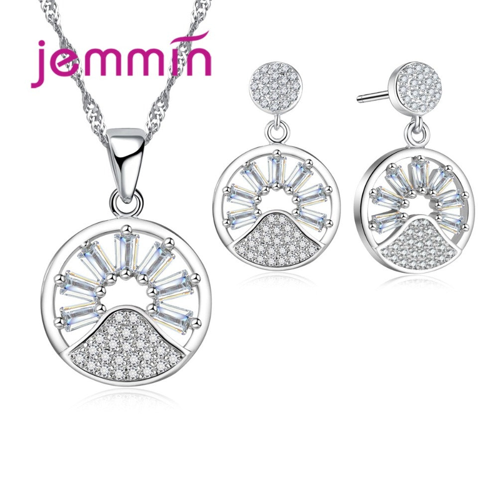 Original Design Elegant Statement Necklace Earrings Jewelry Set For Party Fine 925 Sterling Silver Engagement Sets Women