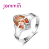 Rainbow Opal Ring Orange Crystal Women Charming Engagement Jewelry Silver Rings Bijoux Women Fashion Best Accessories