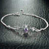 Original 925 Sterling Silver Natural Stone Amethyst Adjustable Women's Bracelets With Lock Lotus Charms Jewellery GB0094