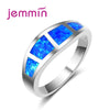 Simple Men Rings With Blue Opal Stone 925 Sterling Silver Women Ring For Engagement Wedding Jewelry Accessory Bague Femme