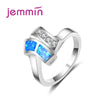 Size 6-9 925 Sterling Silver Blue Fire Opal Rings For Women Wedding Engagement Promise Statement Anniversary Anillos